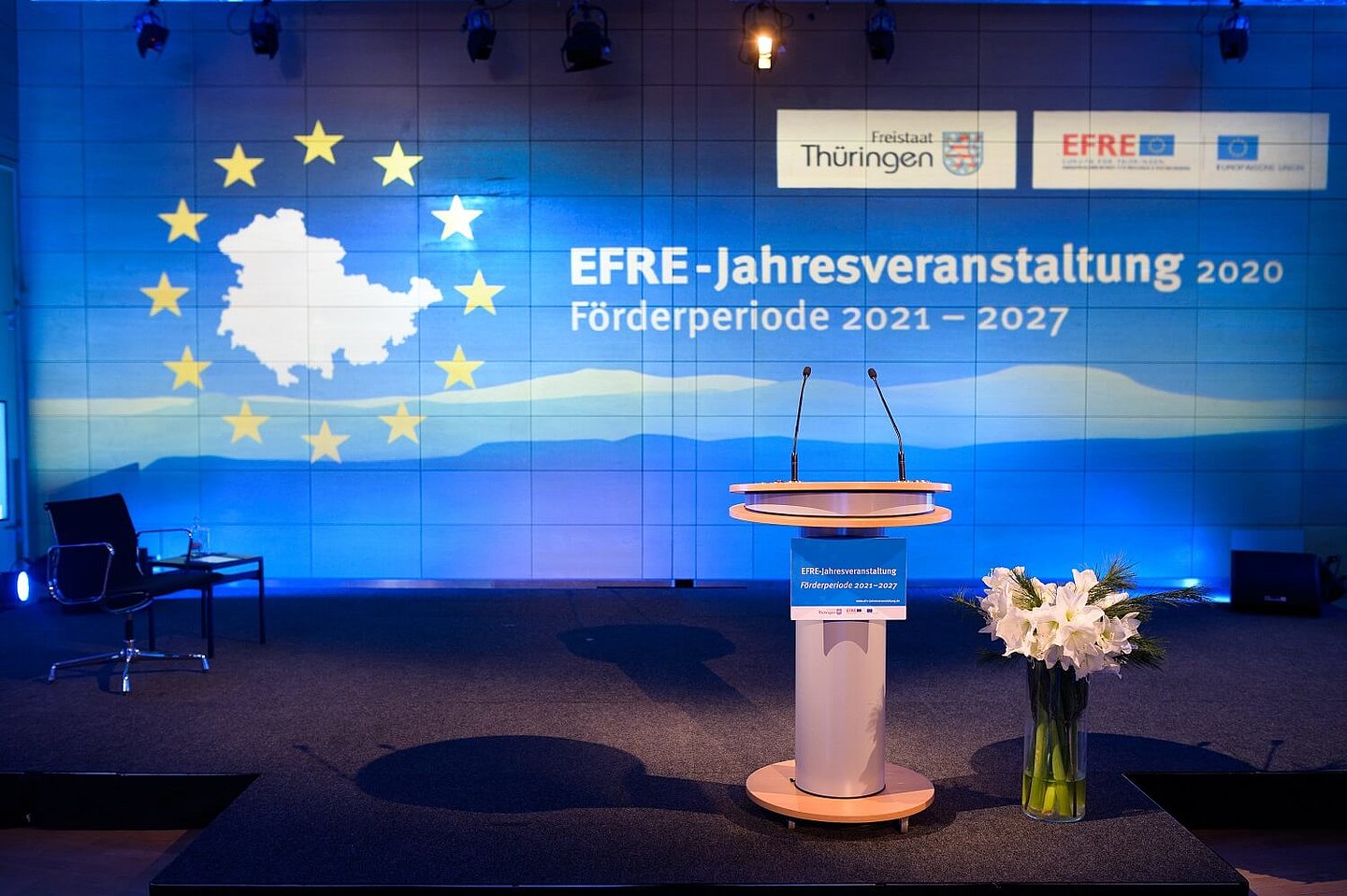 Die leere Bühne der EFRE Jahresveranstaltung 2020