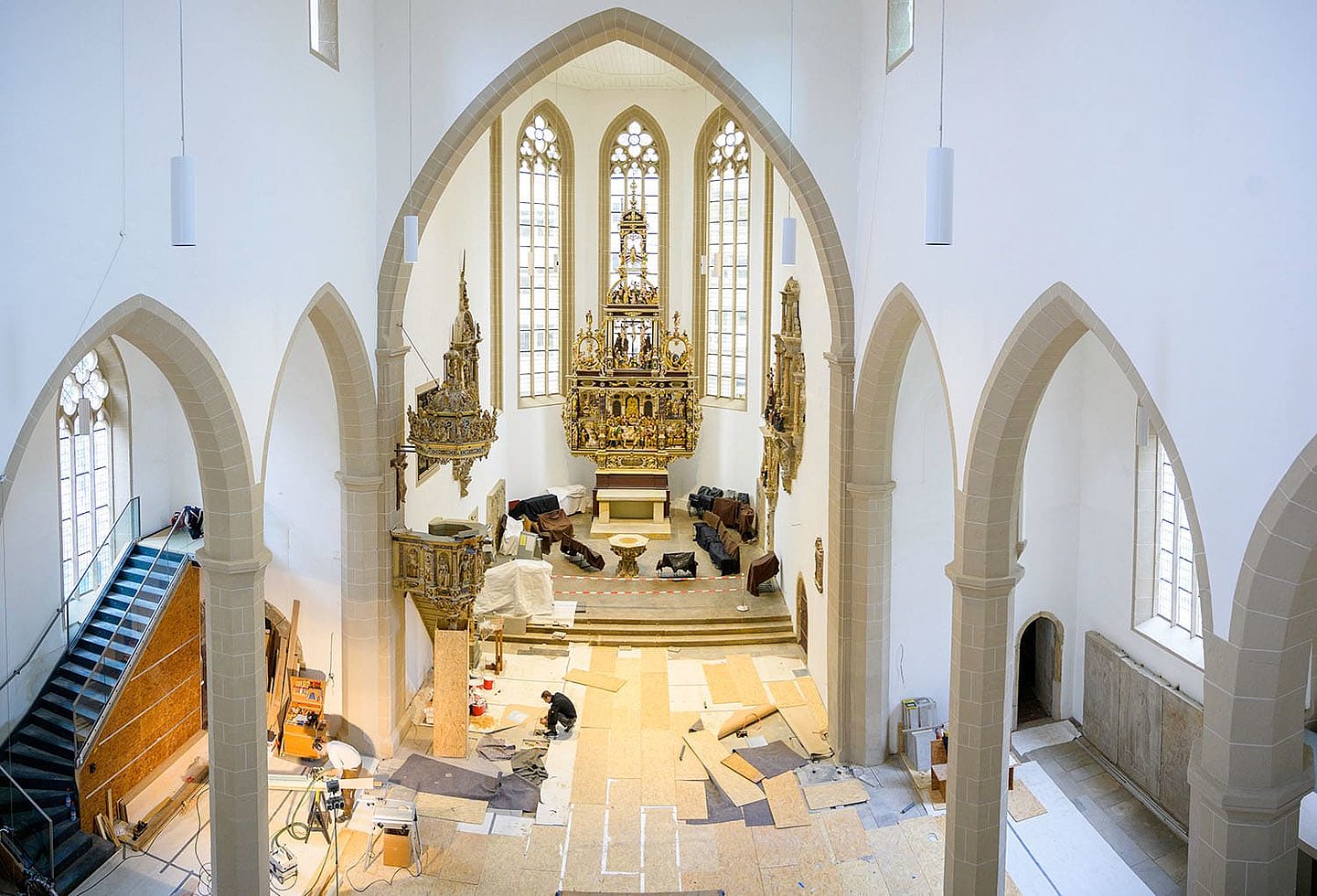 neubau des Fußbodens in der Kaufmannskirche Erfurt