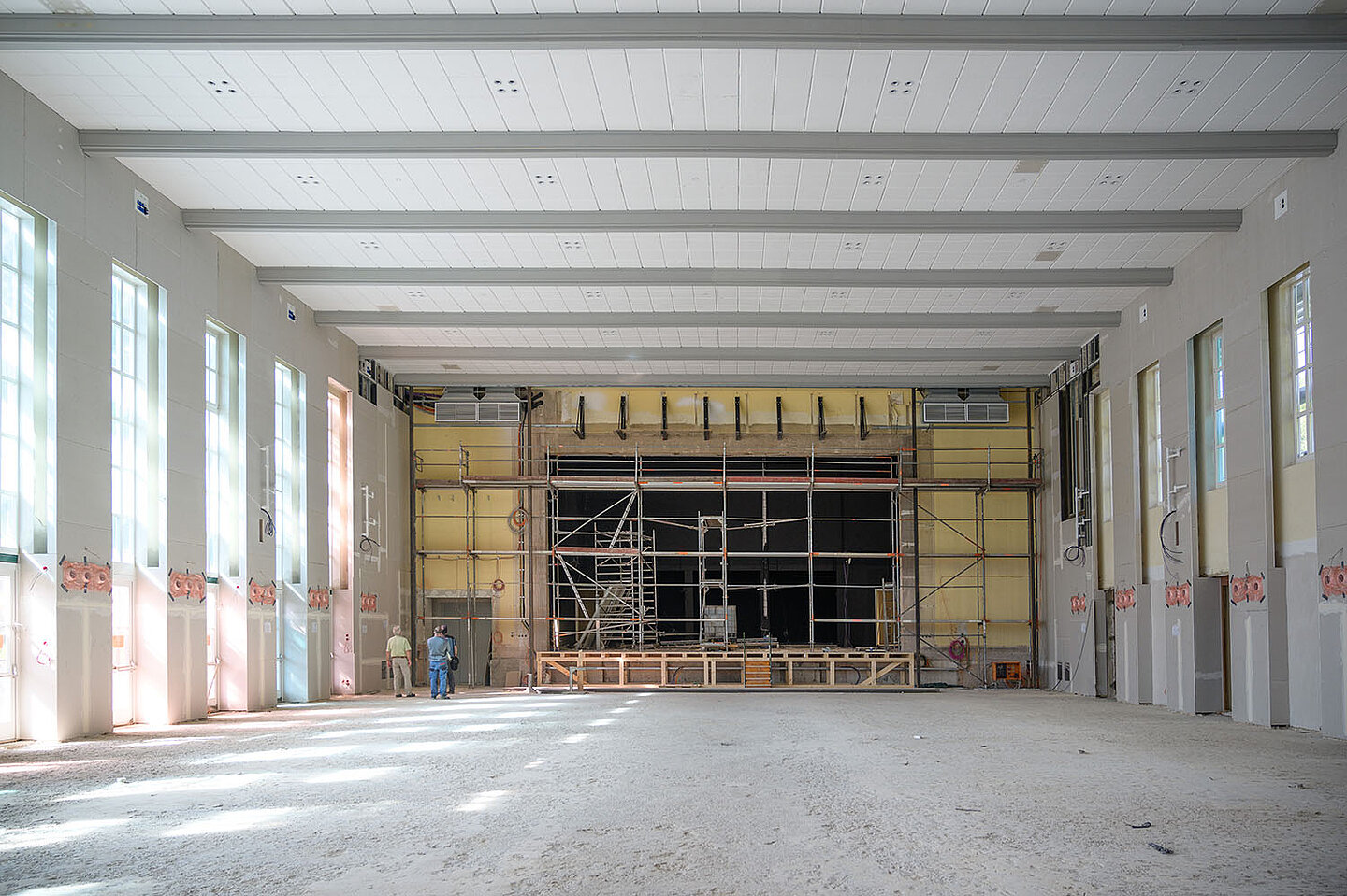 Aufnahme in die Baustelle der Festhalle Ilmenau.